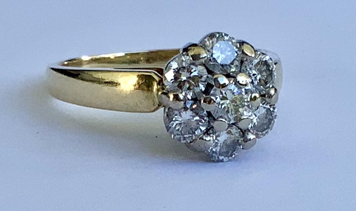 18ct Gold and Diamond cluster ring valued $5095